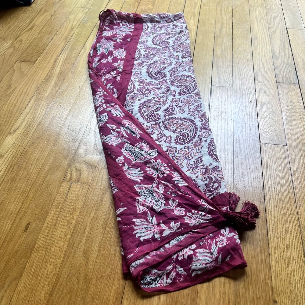 Rebecca Minkoff O/S NEW Pretty Paisley Ruana in Cherry Multicolor Cover Up Scarf - Picture 13 of 14